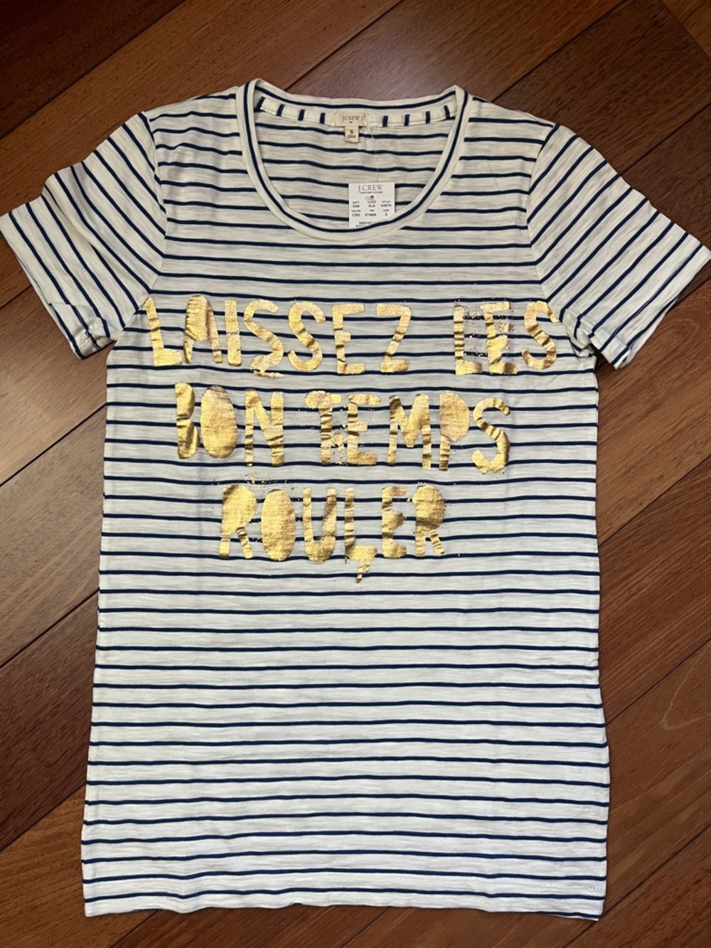 NWT J. Crew Nautical Gold French Logo Tee